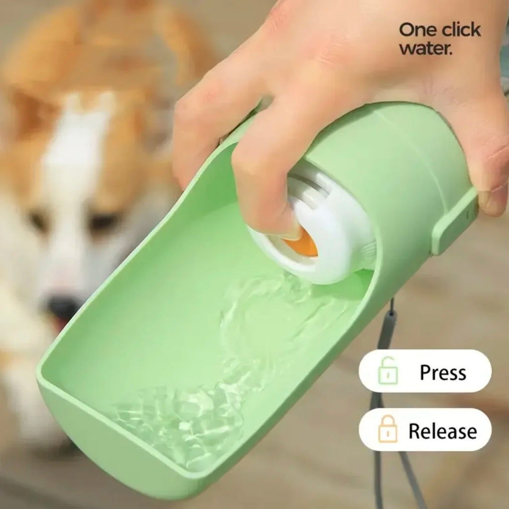 2-in-1 Pet Travel Water Bottle with Food Container – 500ml