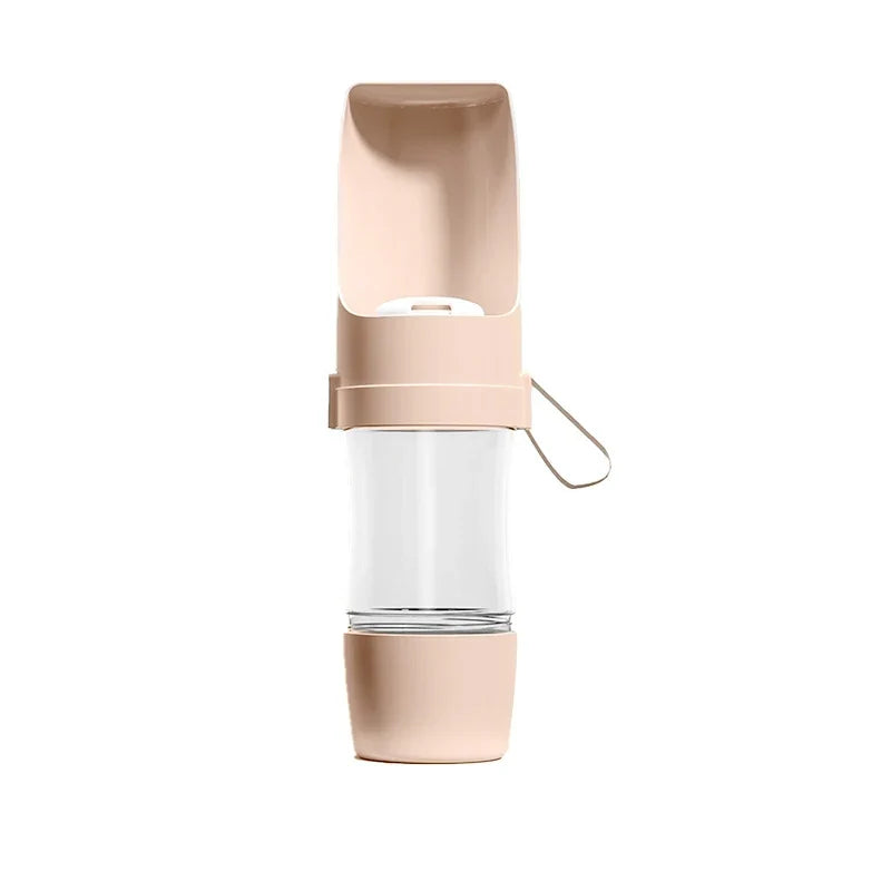 2-in-1 Pet Travel Water Bottle with Food Container – 500ml