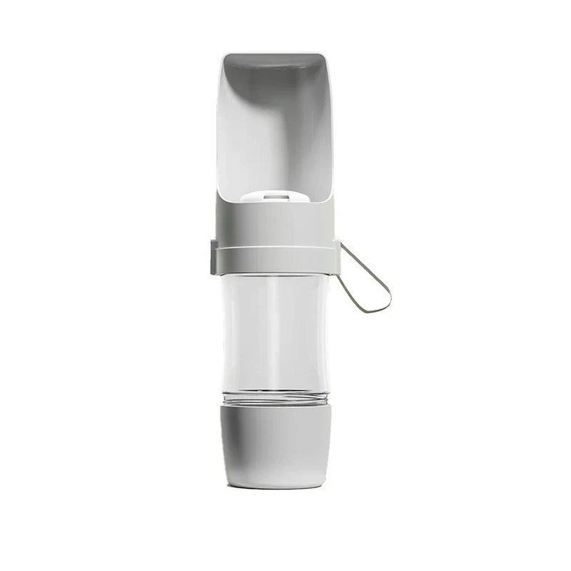 2-in-1 Pet Travel Water Bottle with Food Container – 500ml