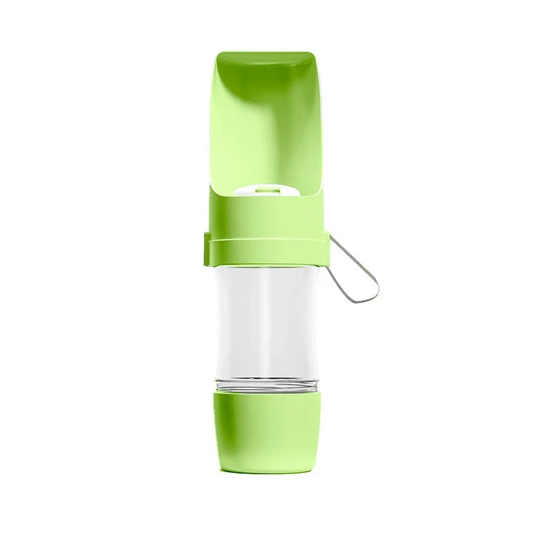 2-in-1 Pet Travel Water Bottle with Food Container – 500ml